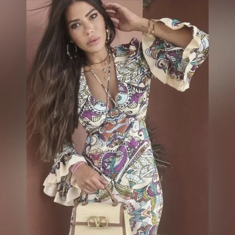 ZARA PRINTED MIDI DRESS 7832/016/219/022 - Picture 2 of 11